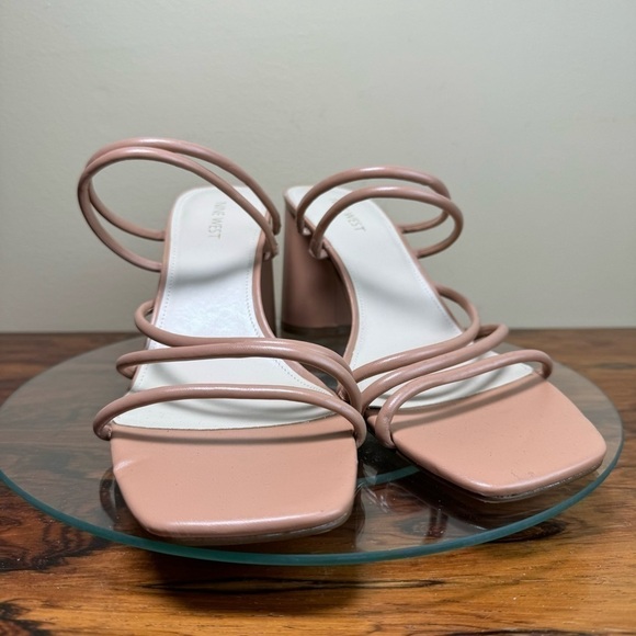 NINE WEST Strappy Open Toe Heel Sandals Platform Block Heels Size 12 - Picture 7 of 15